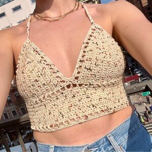 Handmade Crochet Bra Top in Sedona Speckle